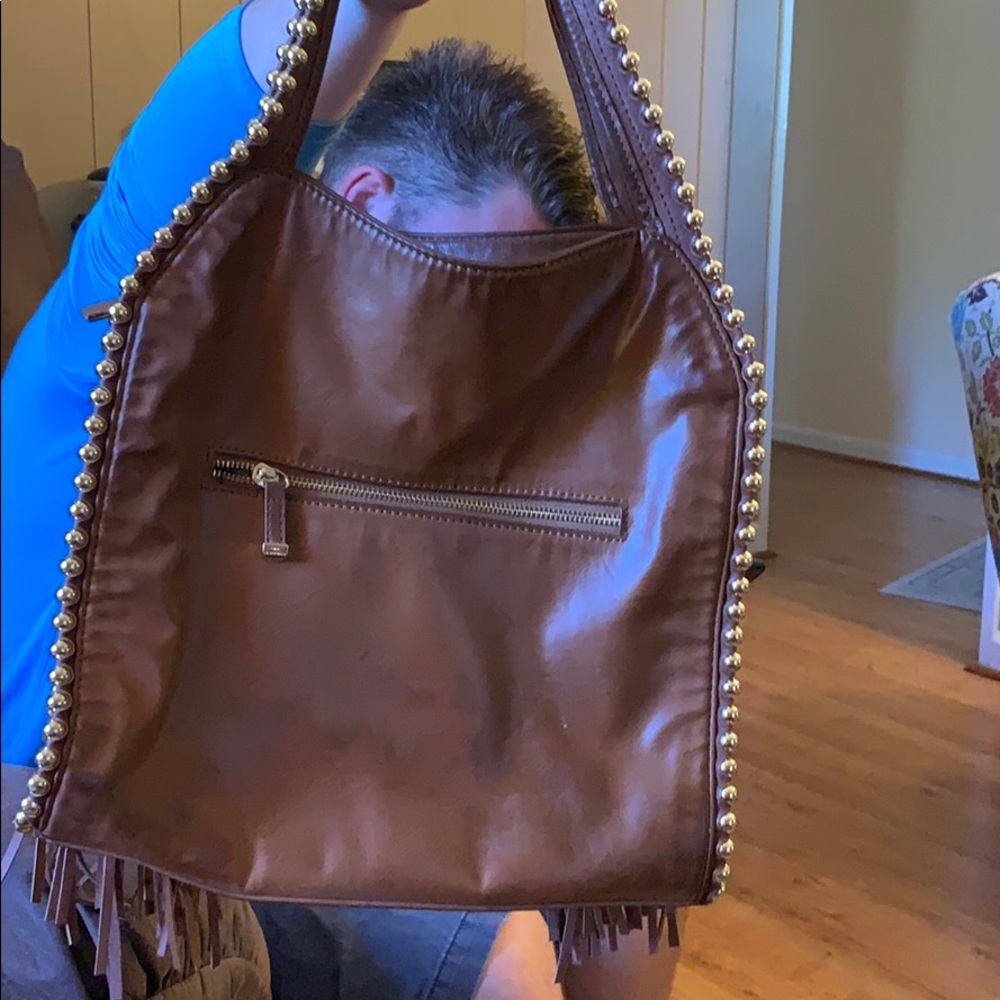 BIG BUDDHA FRINGED AND STUDDED BAG